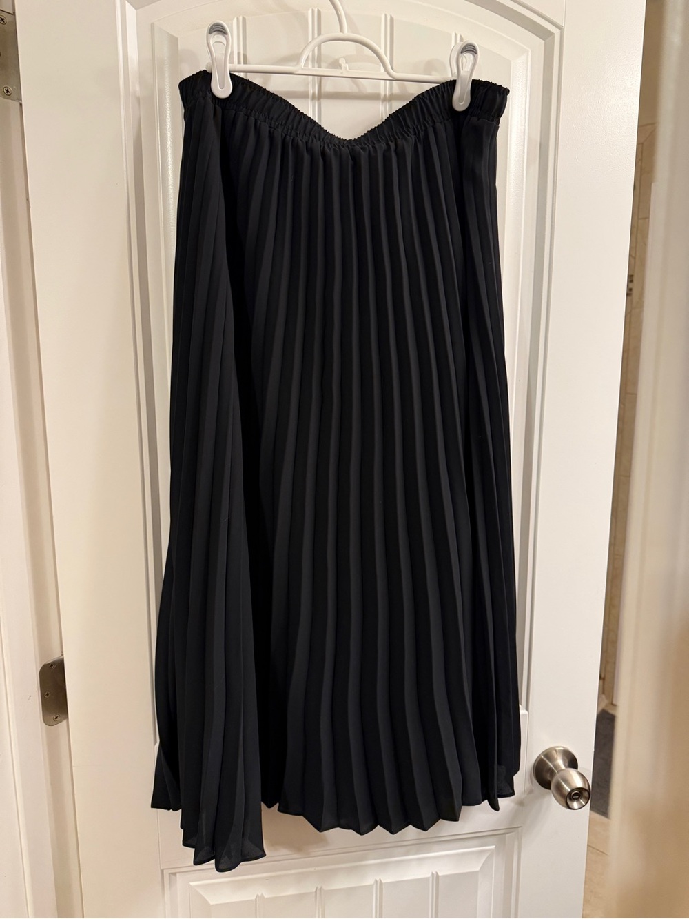 LOFT Black Pleated Midi Skirt